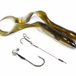 Savage Gear Real Eel 20cm 2pcs + 5gr Jighead &amp; Stinger | Olive Pearl