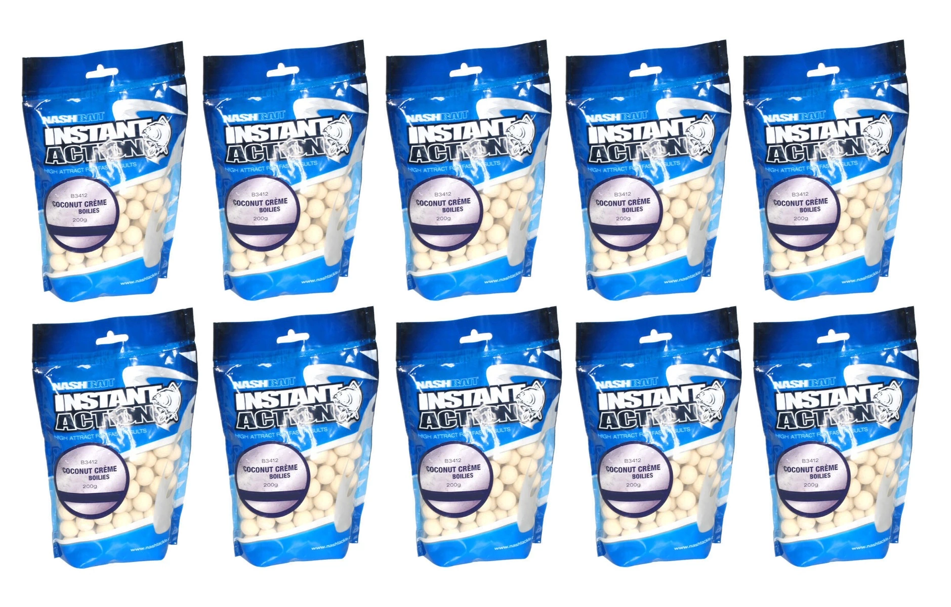 DefaultBrand 10 PACK | Nash Instant Action Coconut Creme Boilies 15mm 200gr 3 DefaultBrand 10 PACK | Nash Instant Action Coconut Creme Boilies 15mm 200gr