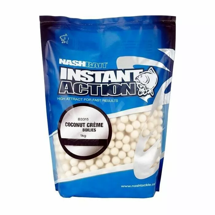 1KG | Nash Instant Action Coconut Creme Boilies 12mm 3 1KG | Nash Instant Action Coconut Creme Boilies 12mm
